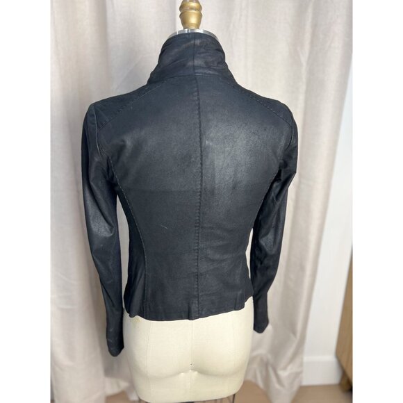 VINCE Lamb Leather Scuba Moto Jacket Sz XS Black Butter Soft - Picture 8 of 15
